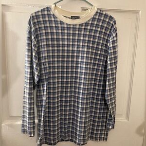 Vintage County Seat Blue n White Plaid Long Sleeve Shirt